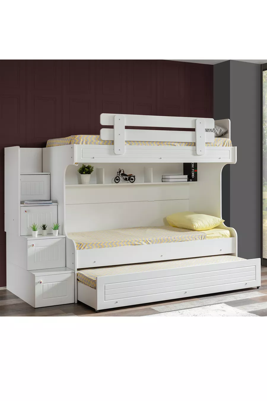 Lits superposés, Lit superposé avec 3 portes + 3 matelas Comfort