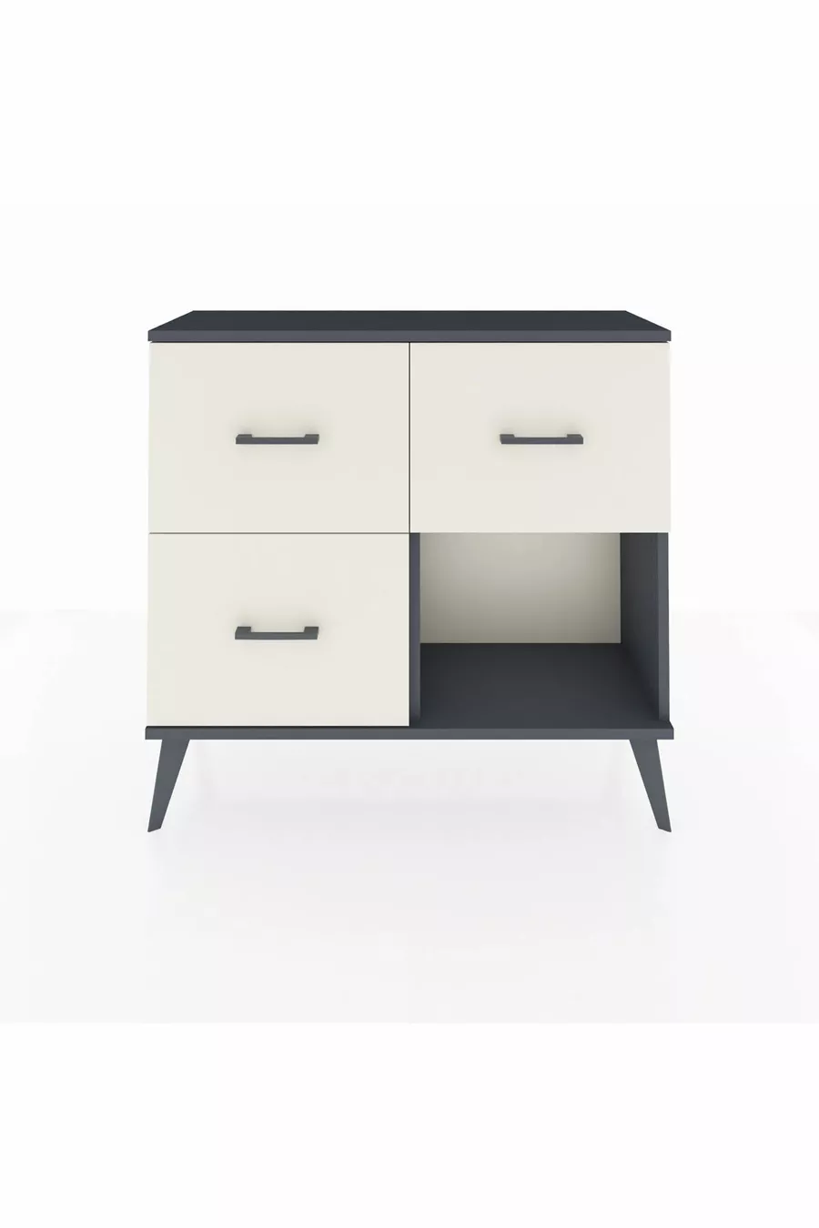 Commode Arges 3 tiroirs Anthracite-Anthracite/Pierre de lune