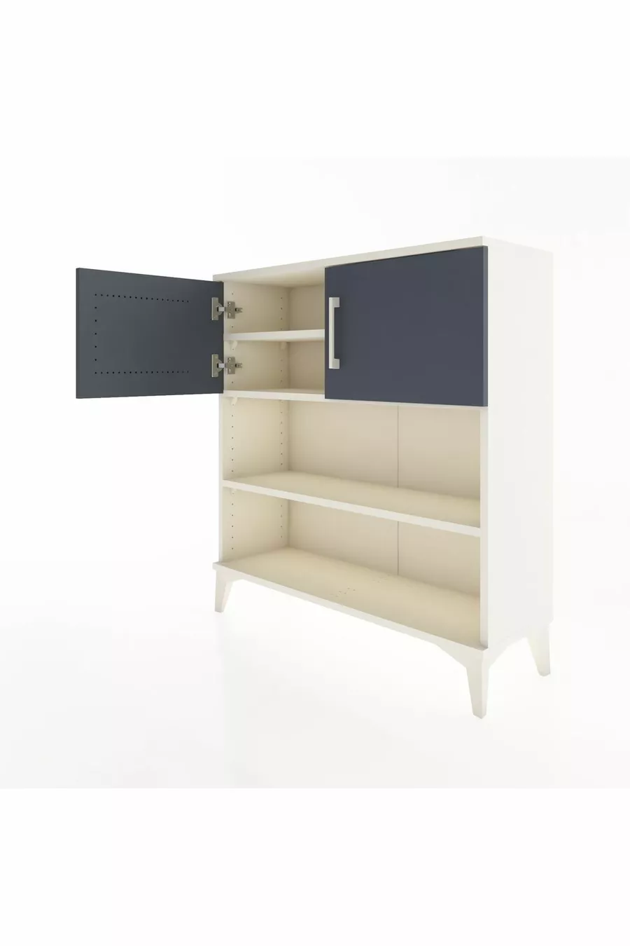 Commode Arges 3 étagères 2 portes Pierre de lune-Anthracite