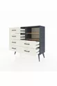 Commode Arges 2 étagères 6 tiroirs Anthracite-Pin/Pierre de Lune