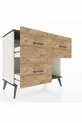 Commode Hyperion 3 tiroirs Pierre de lune-Anthracite/Sapin