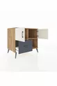 Commode Kronos à 2 étagères, 1 tiroir, 2 portes, pin-gris anthracite