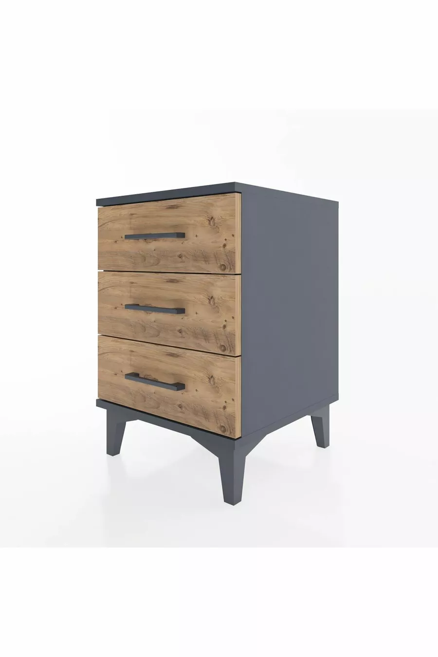 Chevet Hyperion 3 tiroirs Anthracite-Pin