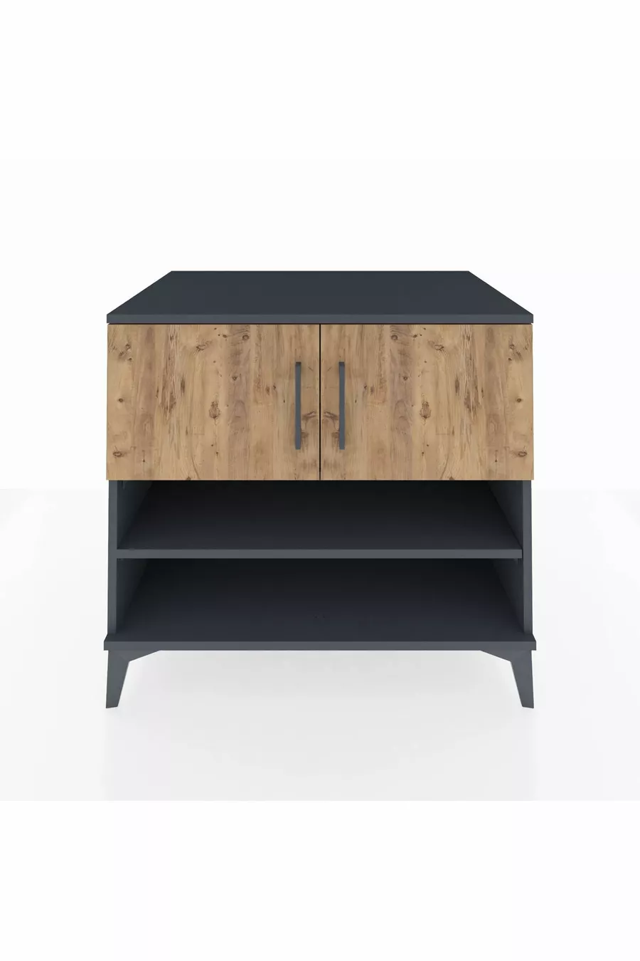 Commode Kronos 3 étagères 2 portes Anthracite-Sapin