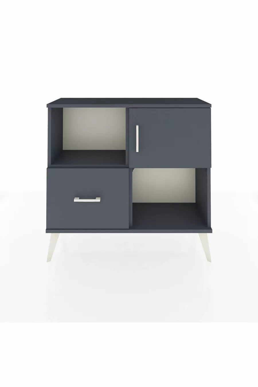 Commode Arges 2 étagères, 1 tiroir, 1 porte, Anthracite-Anthracite
