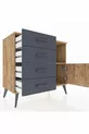 Commode Hyperion avec une seule étagère, 4 tiroirs et une porte, Pin-Pin/Anthracite