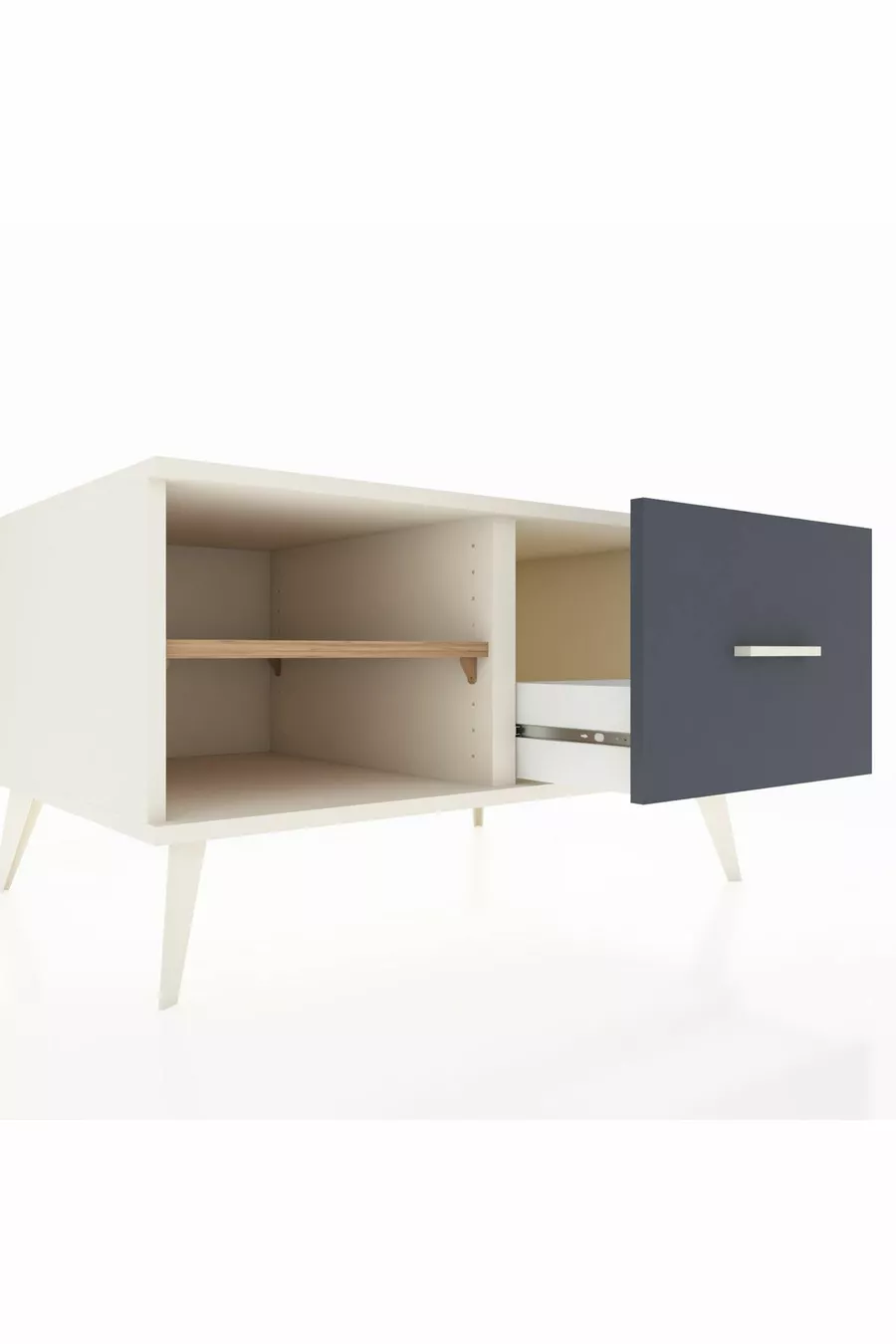 Commode Kronos à une étagère et un tiroir, quartz- pin/anthracite