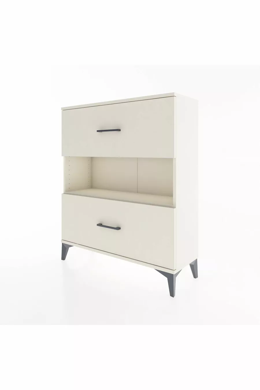 Commode Arges à une étagère et 2 tiroirs Pierre de lune-Pierre de lune