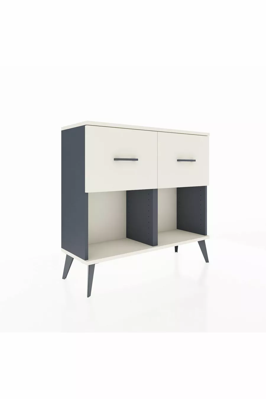 Commode Arges à 2 tiroirs Anthracite-Pierre de lune