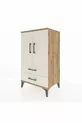 Commode Hyperion à 2 étagères, 2 tiroirs, 2 portes, Pins-Patine de pierre