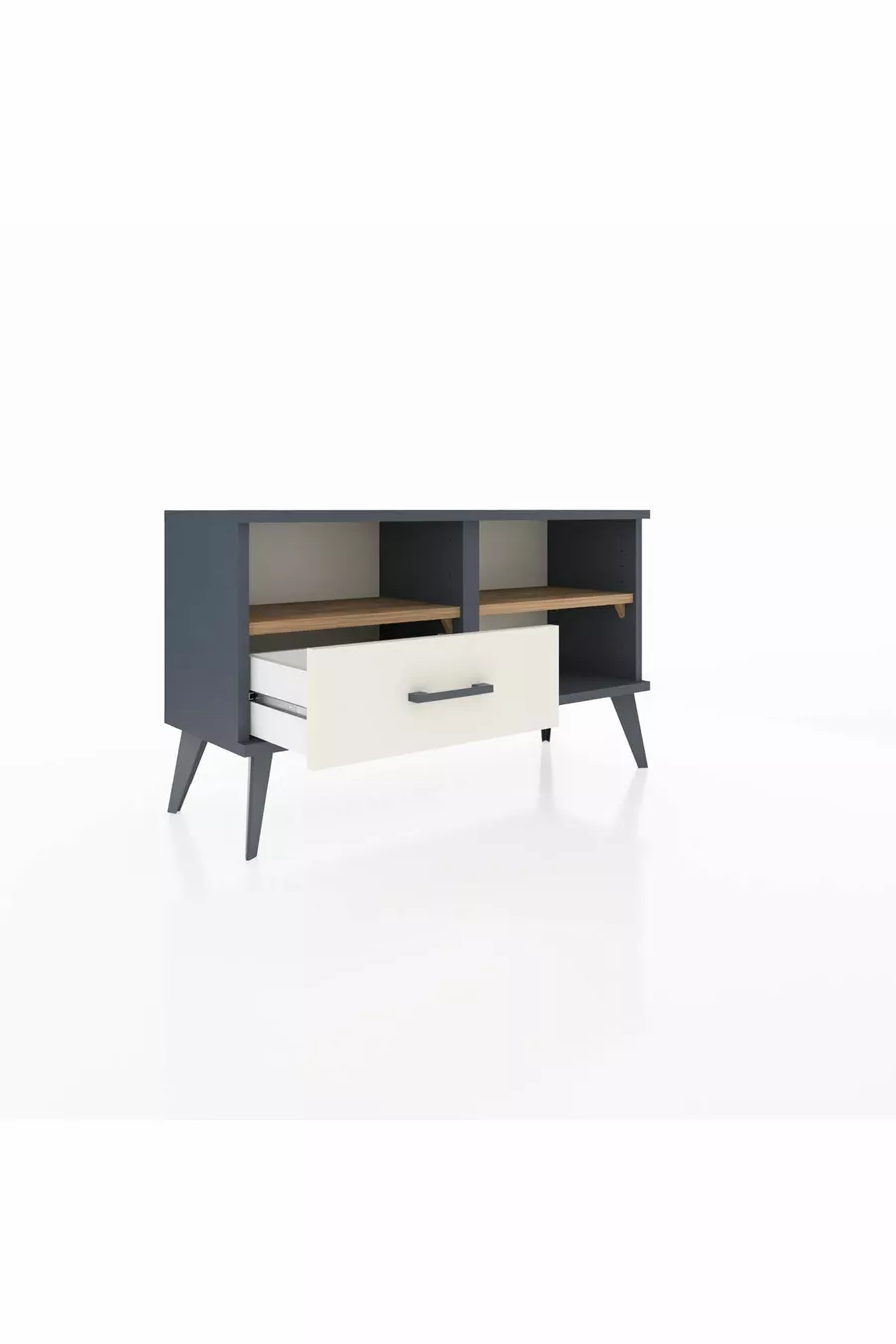 Commode Arges 2 étagères, 1 tiroir, Anthracite-Sapin/Mer de pierre