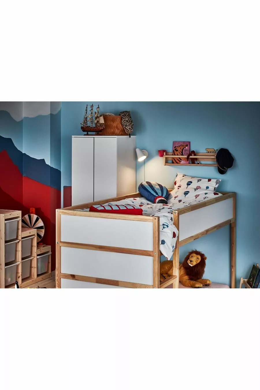 Lit pour enfant réversible, blanc-pin, cm