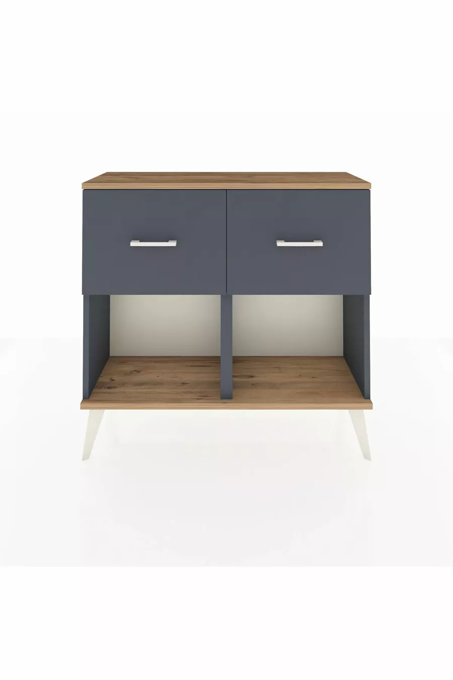 Commode Arges 2 tiroirs Anthracite-Cèdre/Anthracite