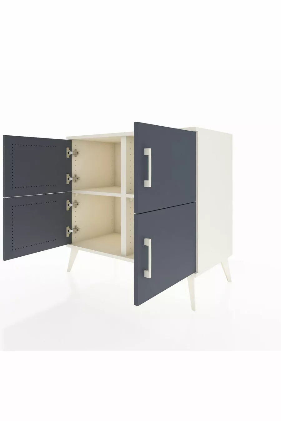 Commode Hyperion 2 étagères 4 portes Pierre de lune-Anthracite/Pierre de lune