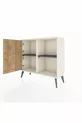 Commode Arges 2 étagères 2 portes Pierre de lune-Pin/Anthracite