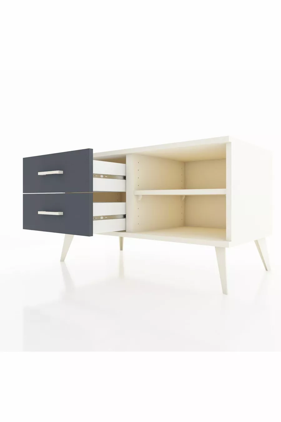 Commode Hyperion à une étagère et 2 tiroirs, Pierre de lune / Anthracite