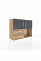 Commode Arges avec 2 étagères, 2 tiroirs, 2 portes, Pin-Anthracite/Pin