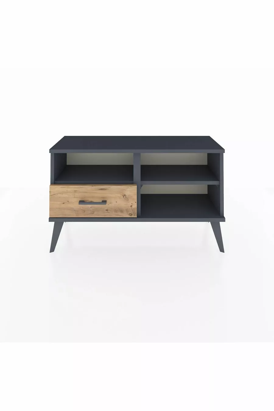 Commode Arges 2 étagères avec un tiroir Anthracite-Anthracite/Merisiers
