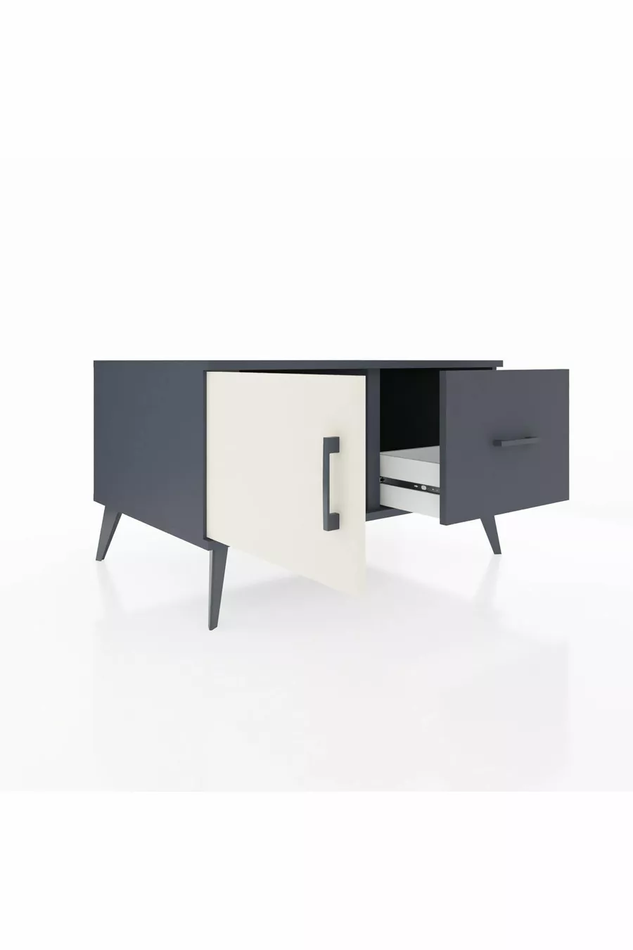 Commode Kronos avec une étagère, un tiroir et une porte, Anthracite-Pierre de lune/Anthracite
