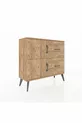 Commode Arges avec une étagère, 2 tiroirs et 2 portes, pin-pin