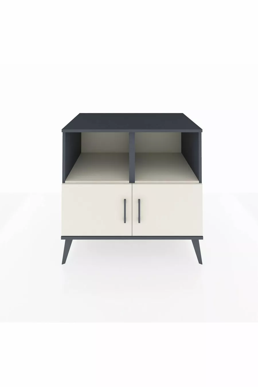 Commode Kronos 2 étagères 2 portes Anthracite-Pierre de lune