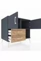 Commode Kronos 2 étagères 2 tiroirs 2 portes Anthracite-Anthracite/Sapin