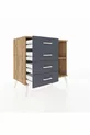 Commode Hyperion à une étagère, 4 tiroirs, Pin-Pin/Anthracite