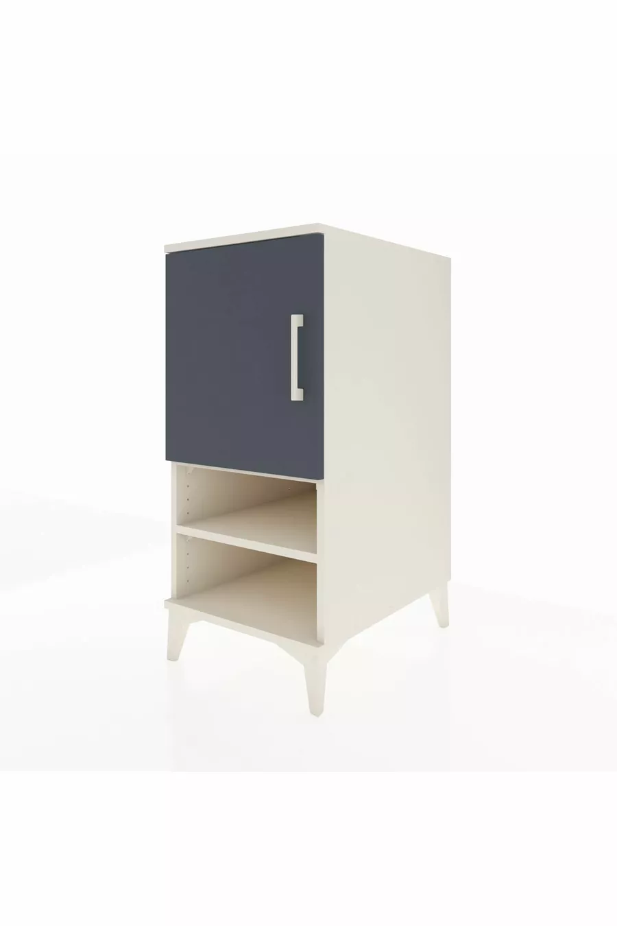 Table de chevet Kronos à 3 étagères avec 1 porte, Pierre de lune-Anthracite