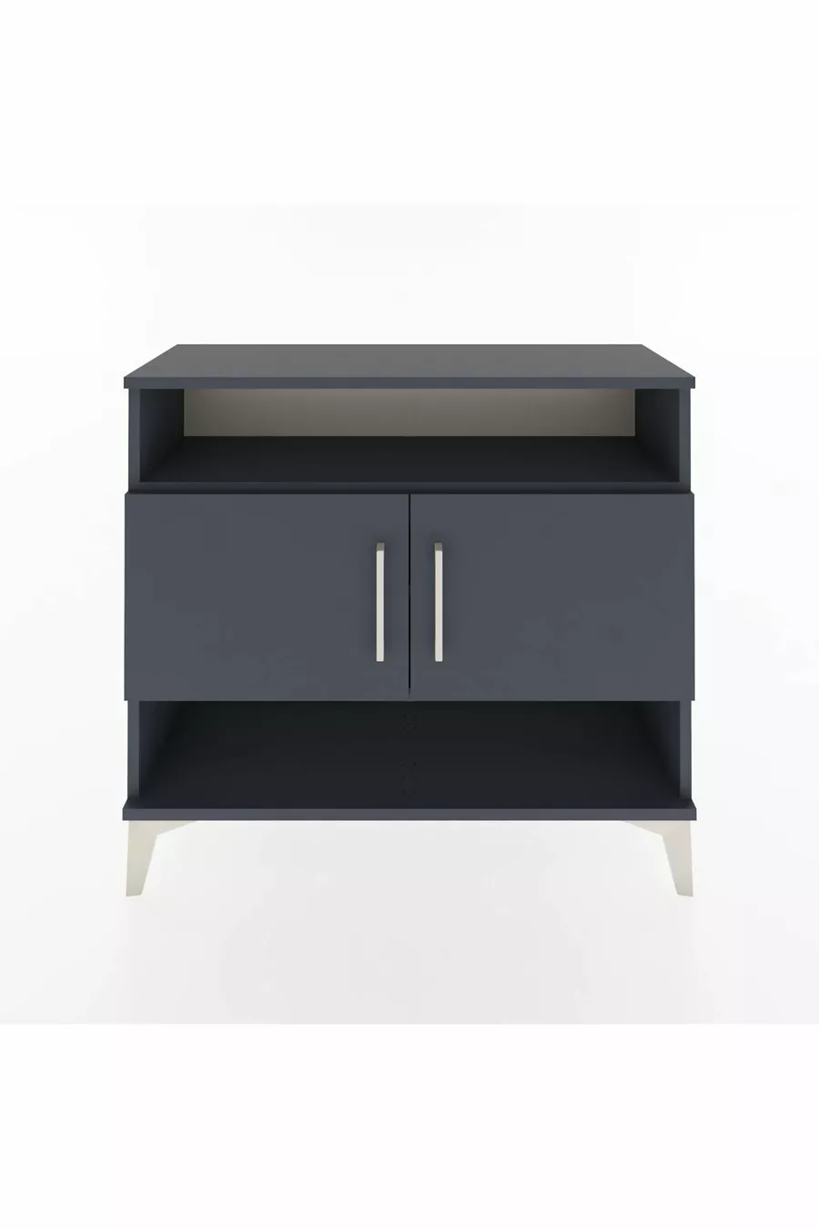 Commode Arges 3 étagères 2 portes Anthracite-Anthracite