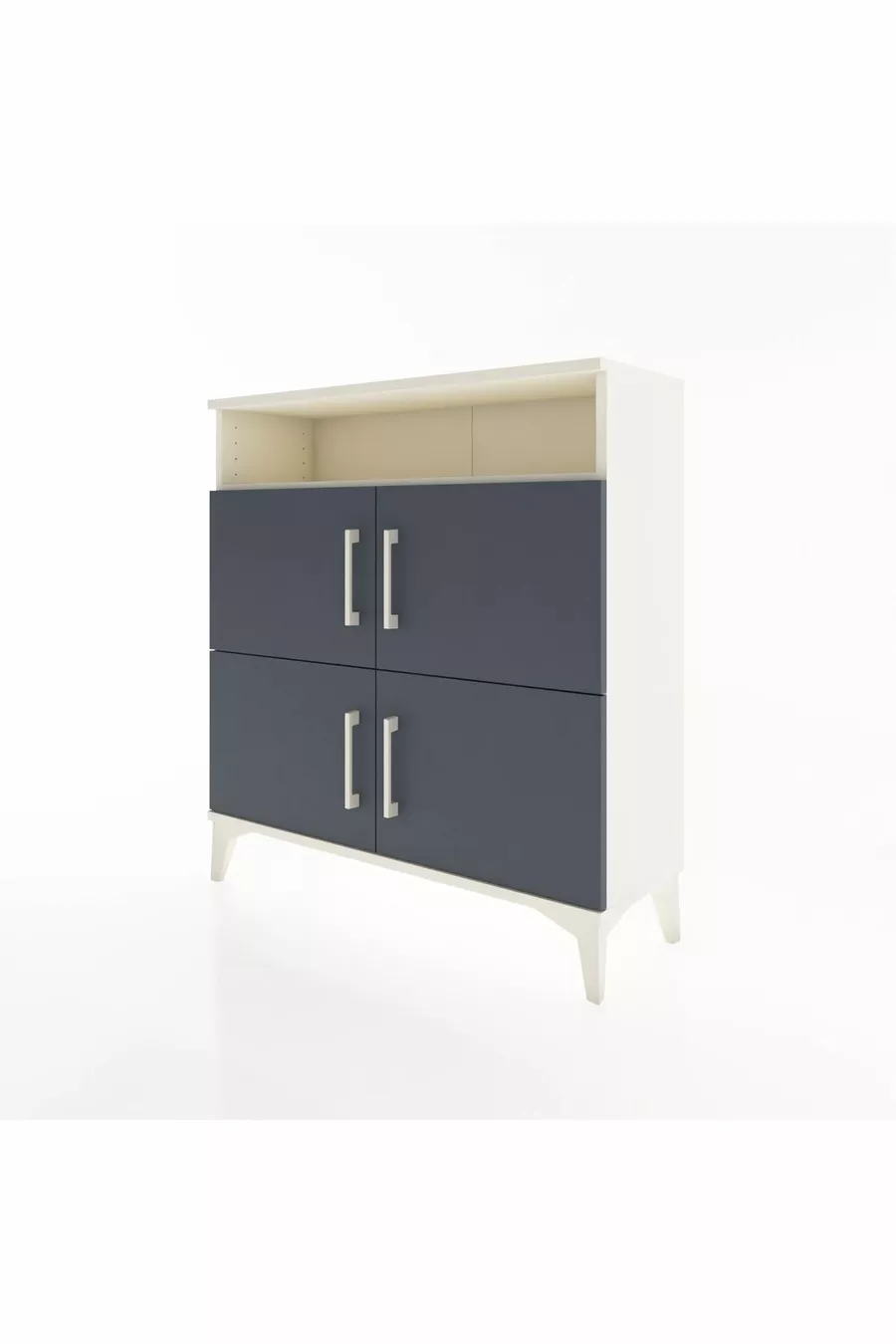 Commode Arges 4 étagères 4 portes Pierre de lune-Anthracite