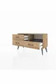 Commode Arges à une étagère et trois tiroirs Pin-Anthracite/Pin