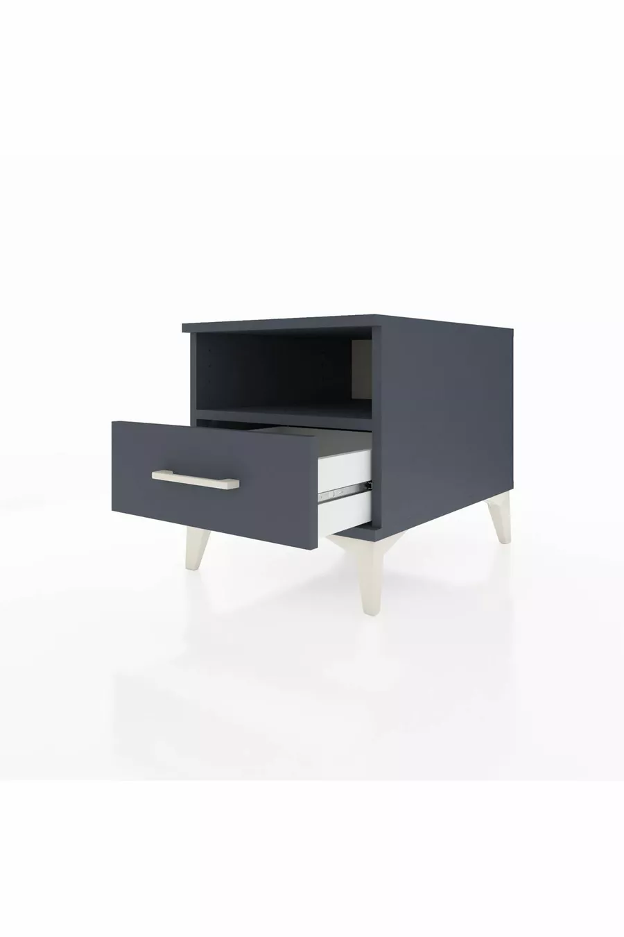 Chevet Kronos à une étagère et un tiroir Anthracite-Anthracite