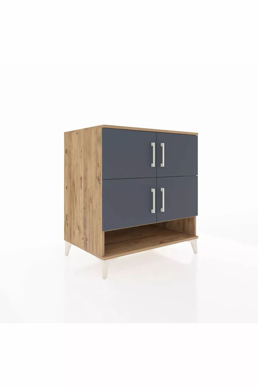 Commode Kronos 4 étagères 4 portes Pin-Anthracite