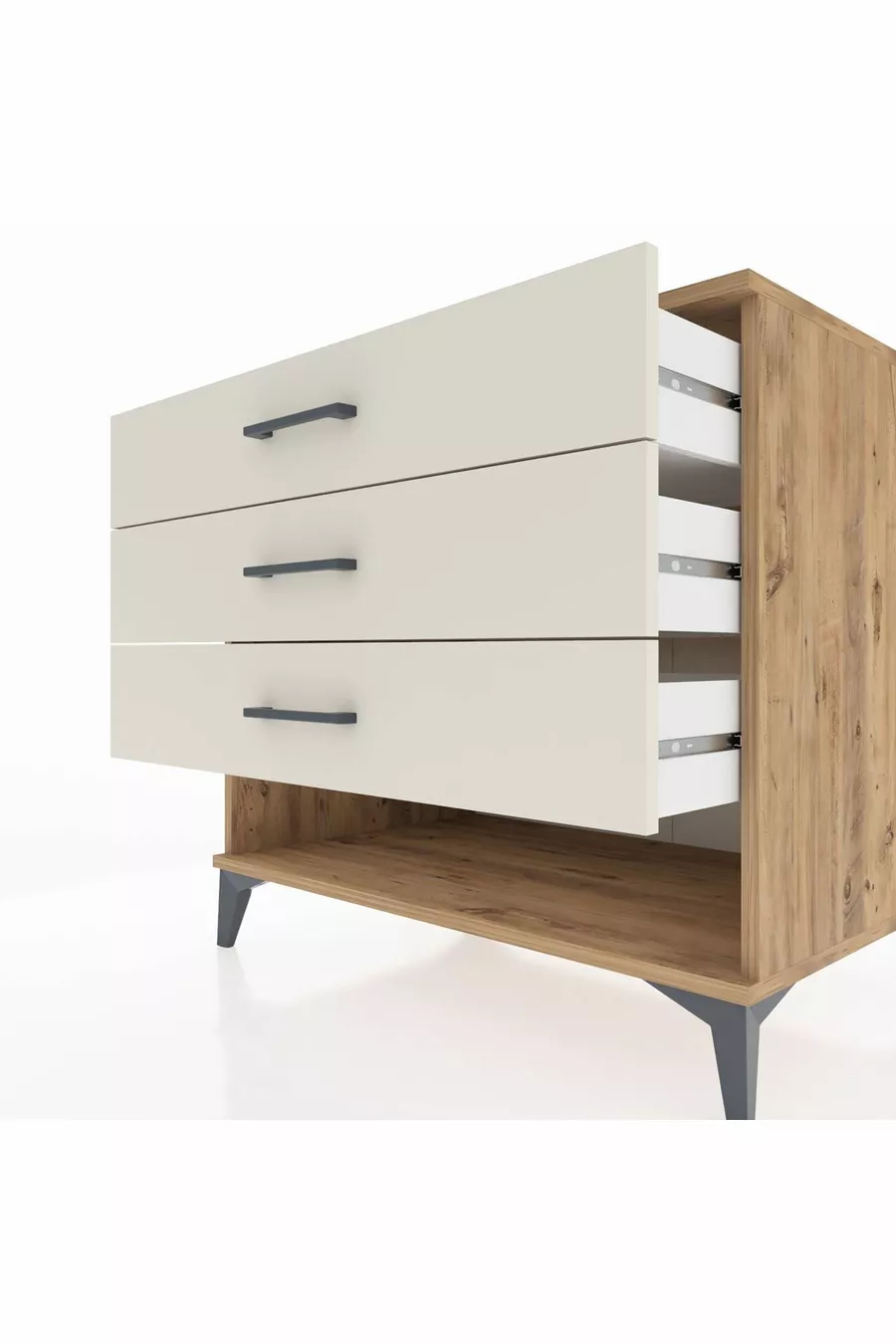 Commode Kronos à 3 tiroirs Pin-Pierre d'Agate
