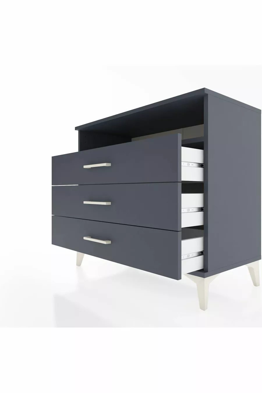 Commode Hyperion à une étagère et trois tiroirs Anthracite-Anthracite