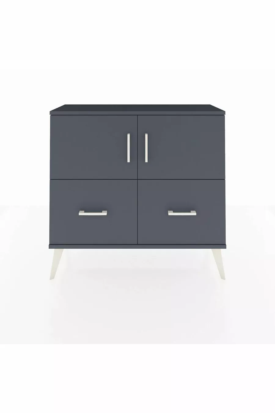 Commode Arges avec 2 étagères, 2 tiroirs et 2 portes, Anthracite-Anthracite