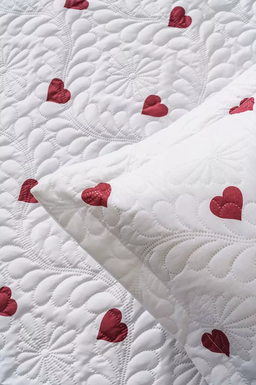 Ensemble de Micro-Sommeil Double Charmant Set de Couverture de Lit en 3 Pièces avec Cœurs