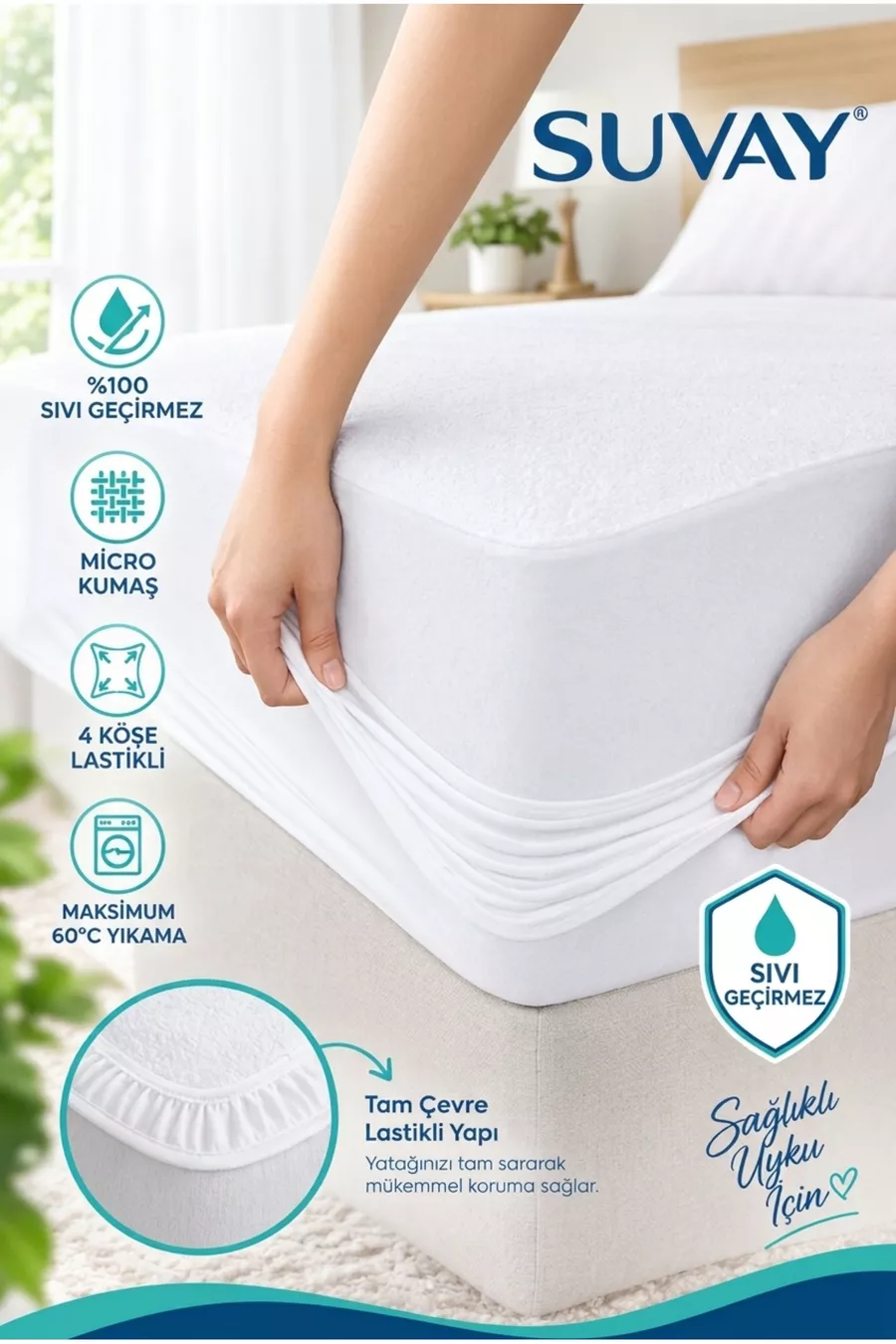 Protège-matelas Imperméable Micro Ajusté | Type Drap Housse à Bord Complet