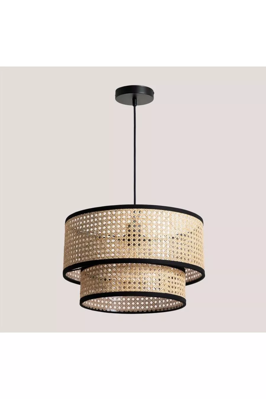 Plafonnier Lustre à 2 Niveaux en Rotin Naturel Hazeran pour Enfant Chambre à Coucher Salon Cuisine Hall