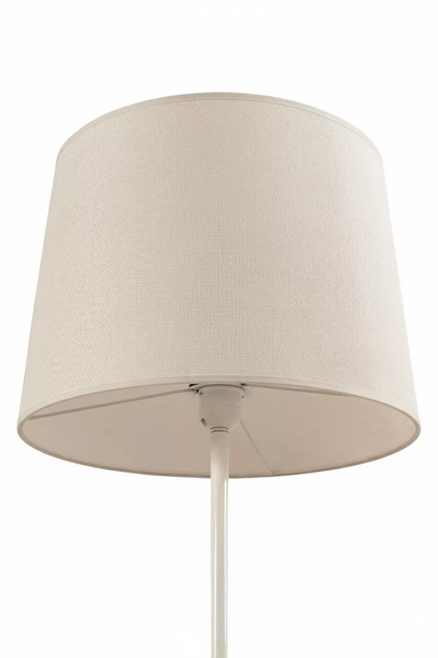 Lampadaire en tissu métallique crème à une seule jambe Cora pour salon, séjour et chambre à coucher