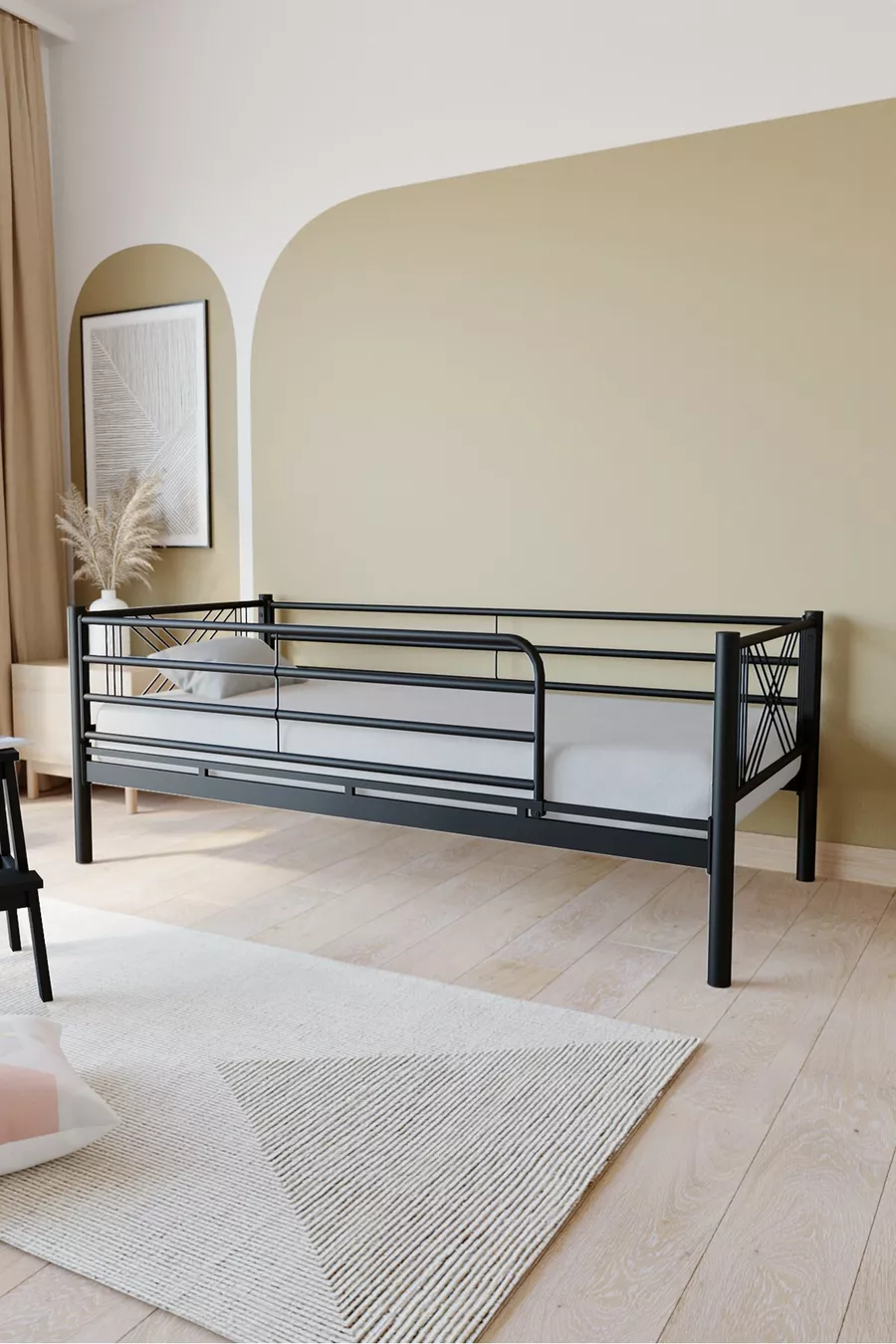Lit superposé en métal premium Mix  compatible avec matelas Noir, lit superposé détachable