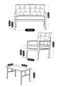 Mobilier de jardin 2 1 1 Ensemble de jardin Miray avec table en métal Ensemble de balcon Ensemble de thé 