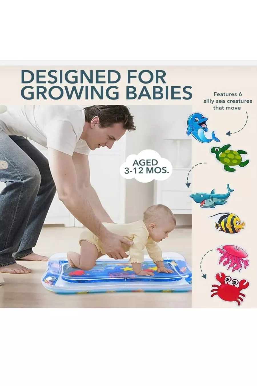 Tapis de jeu d'eau pour bébé (TUMMY TIME) Temps d'activité sur le ventre