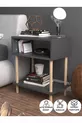 Table de chevet moderne à 2 étagères pour chambre à coucher, organisateur de chevet avec pieds en bois - Anthracite