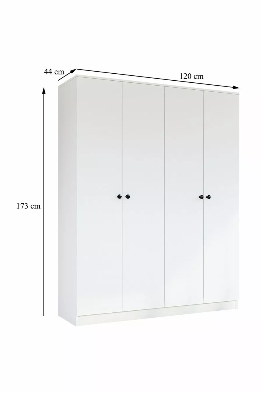 Armoire à 4 portes avec poignées à boutons