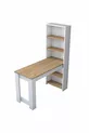 Table de manucure à tiroirs Rani - Table de maquillage avec panier Noyer - Blanc