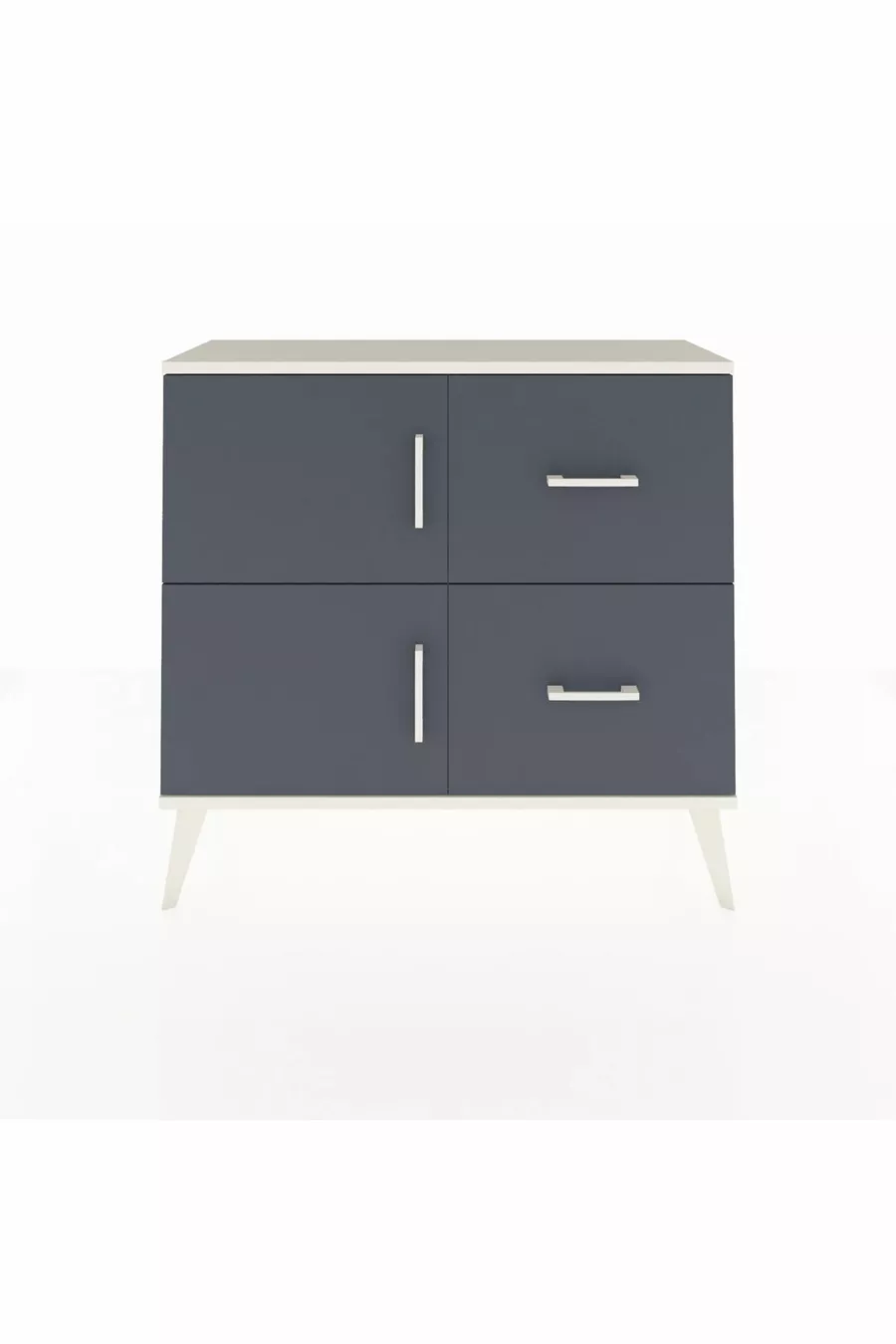 Commode Arges avec une étagère, 2 tiroirs et 2 portes, Pierre de lune-Anthracite