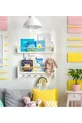 Bibliothèque murale Montessori à 2 étagères avec crochets, MDF blanc