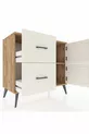 Commode Hyperion à une étagère, 2 tiroirs et 2 portes, pin-jaspe