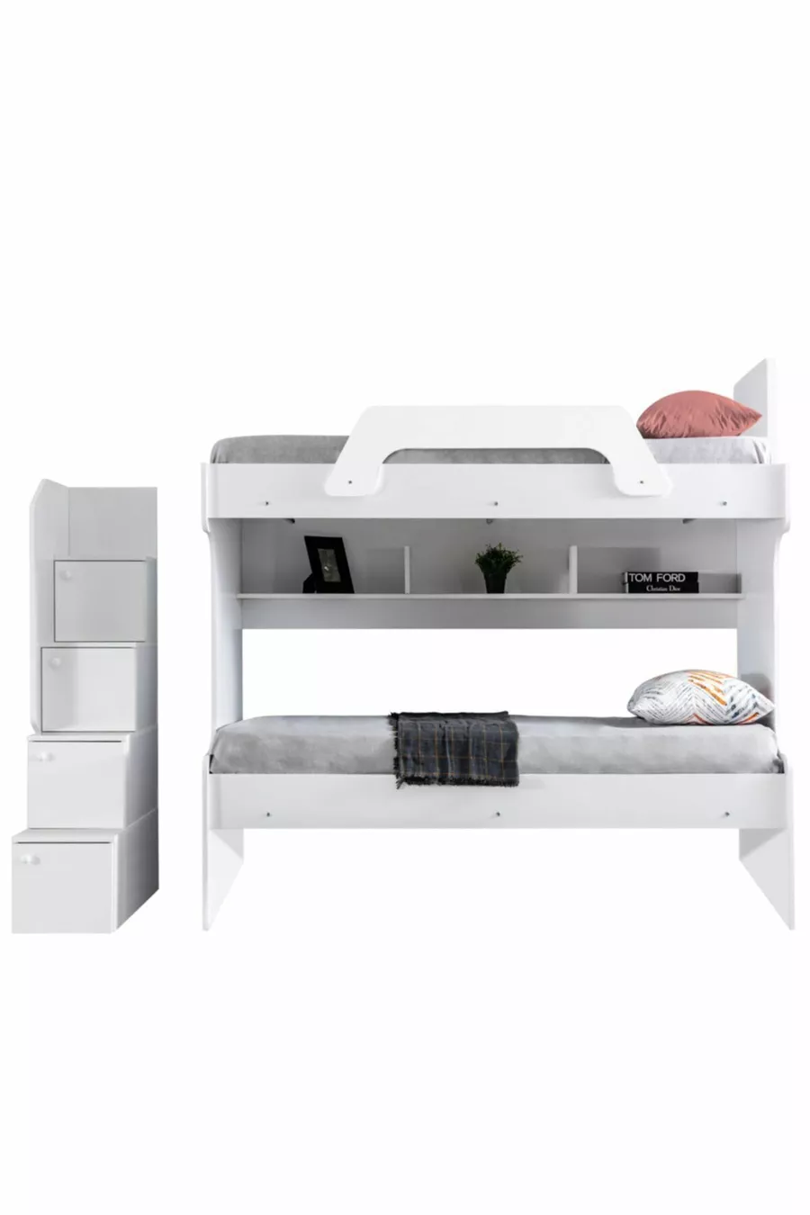 Lits superposés Ranza, Lit superposé Inci 2 pièces - Blanc 2 matelas confort